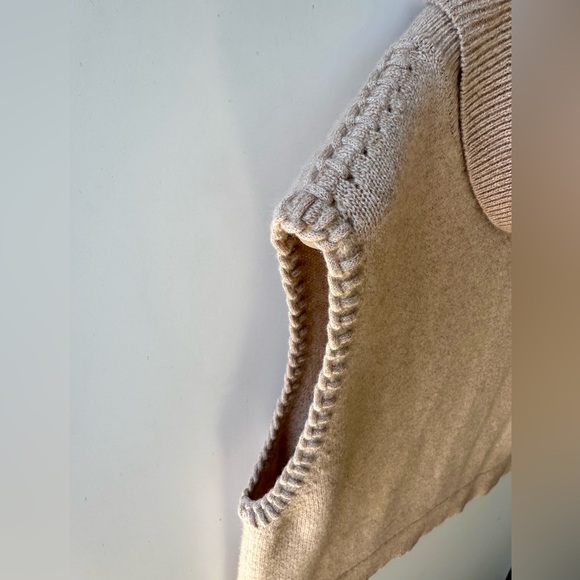 Theory 100% Cashmere Tan Cowl Turtleneck Vest Sweater Sleeveless Top, S - Picture 6 of 16